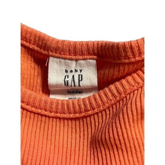 Baby GAP Ruffle Eyelet Sleeve Top Girls Size 3 Orange Rib Knit - Picture 4 of 5
